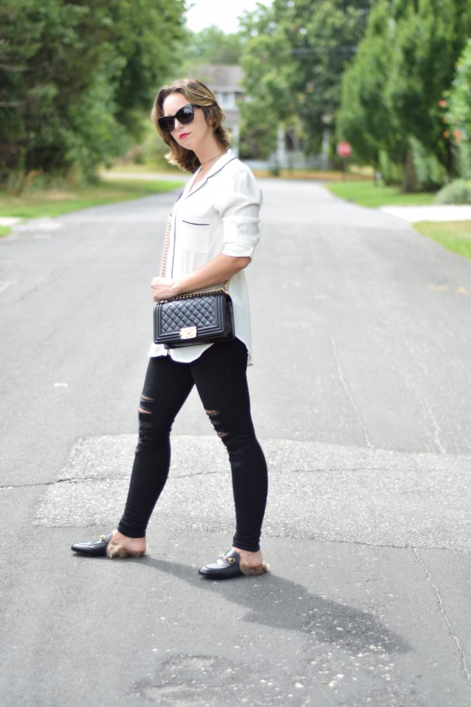 lifestyle-fashion-white blouse-black denim