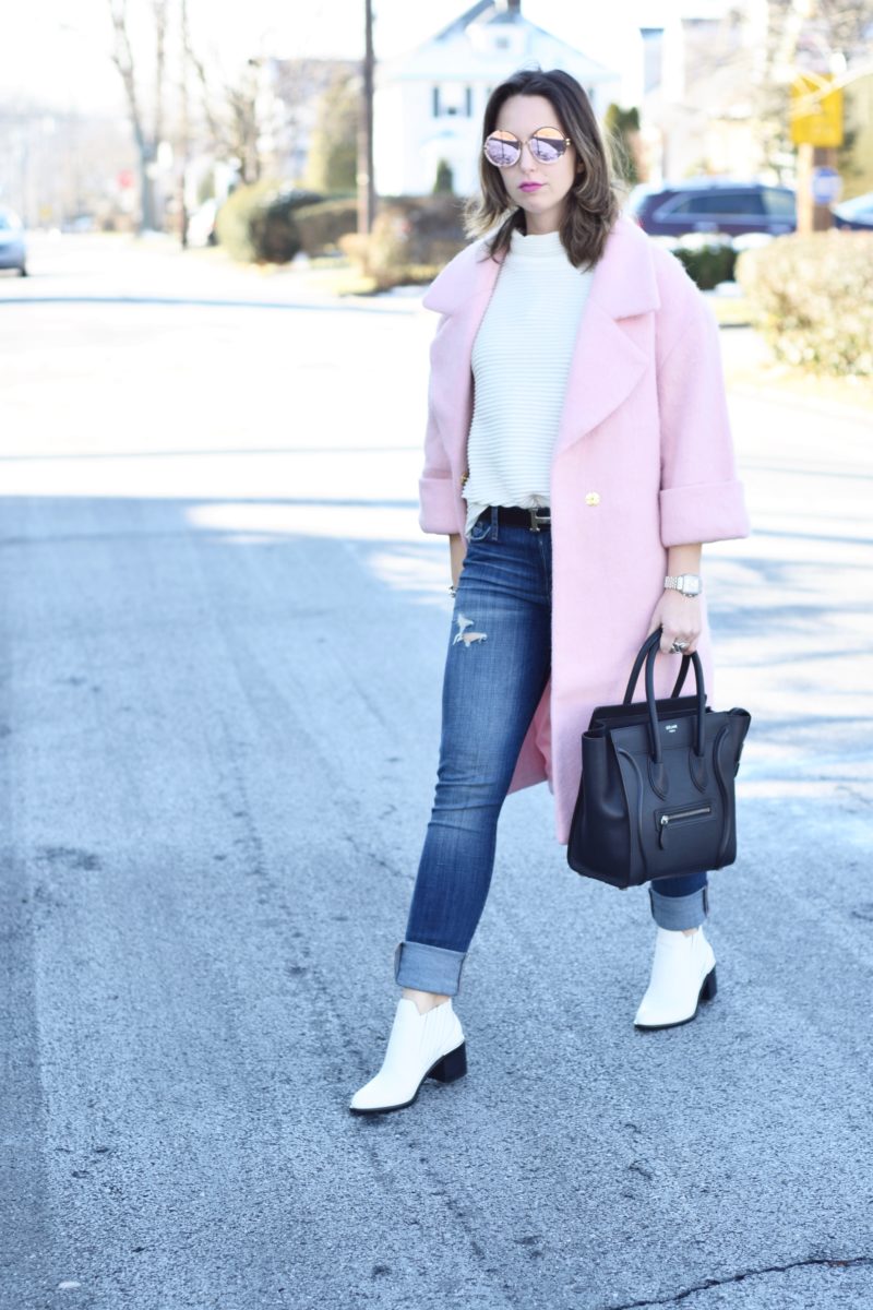 wearing color- hm pink coat-blogger