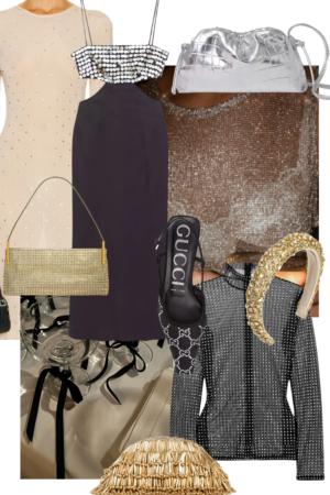 Collage of Mesh, Embellished and Sheer Fashion Items