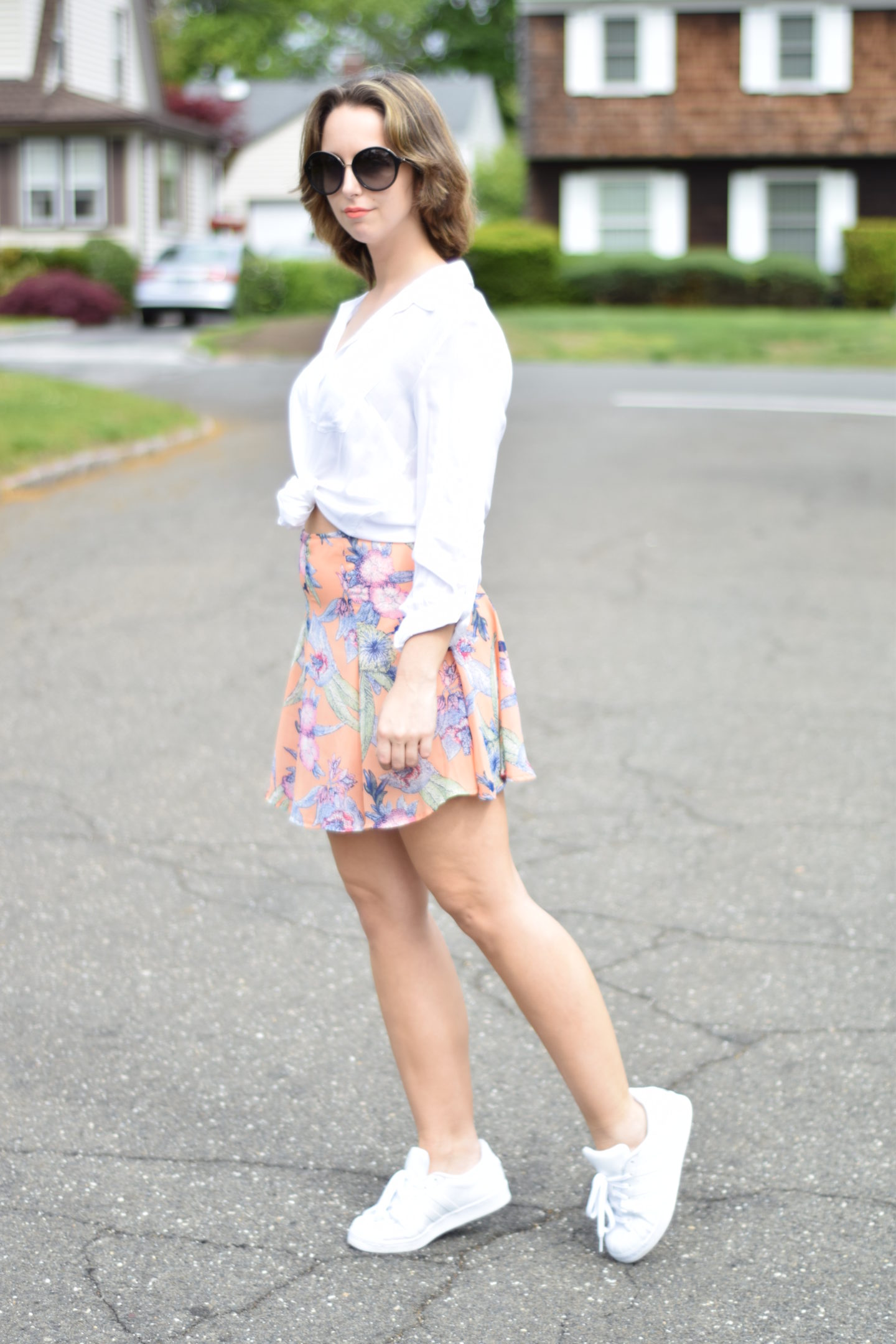 floral skirt-outfit-blogger-style-Something About Style-Mixing Feminine With Sporty Pieces 