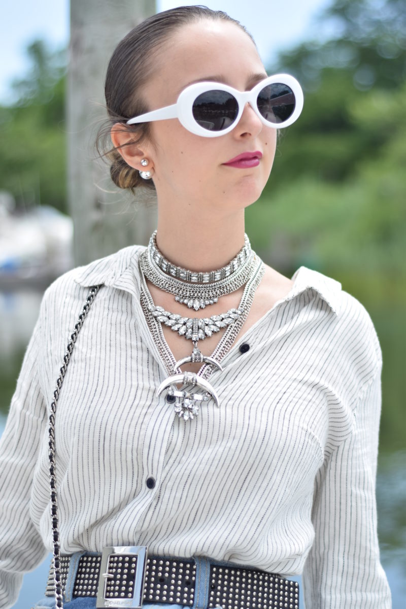 bauble bar-white sunglasses-studded belt