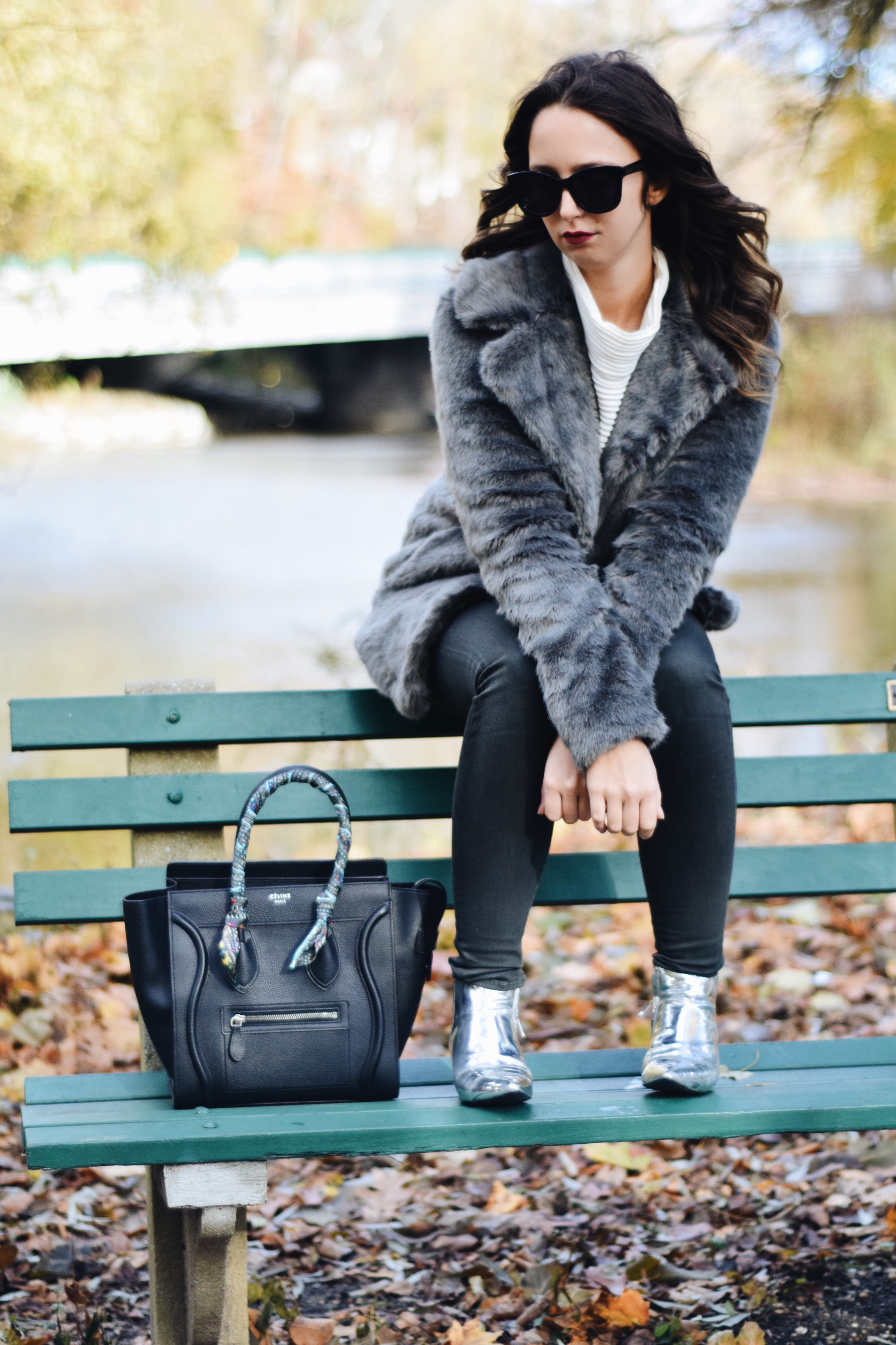 Style-faux fur coat-unreal fur-outfit-ny-Street style-blogger-silver booties