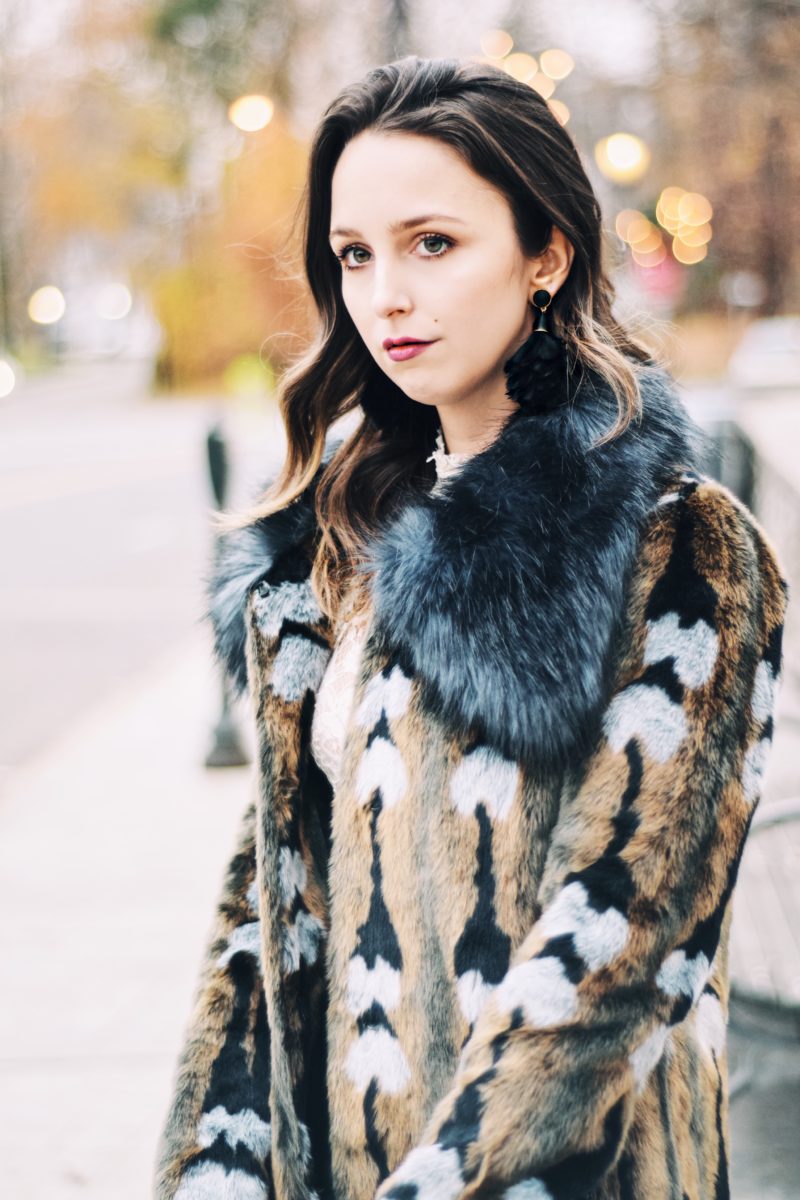 island to east side-clutch-unreal fur-style-outfit-blogger-love clutch-beaded-lace-new york-bauble bar