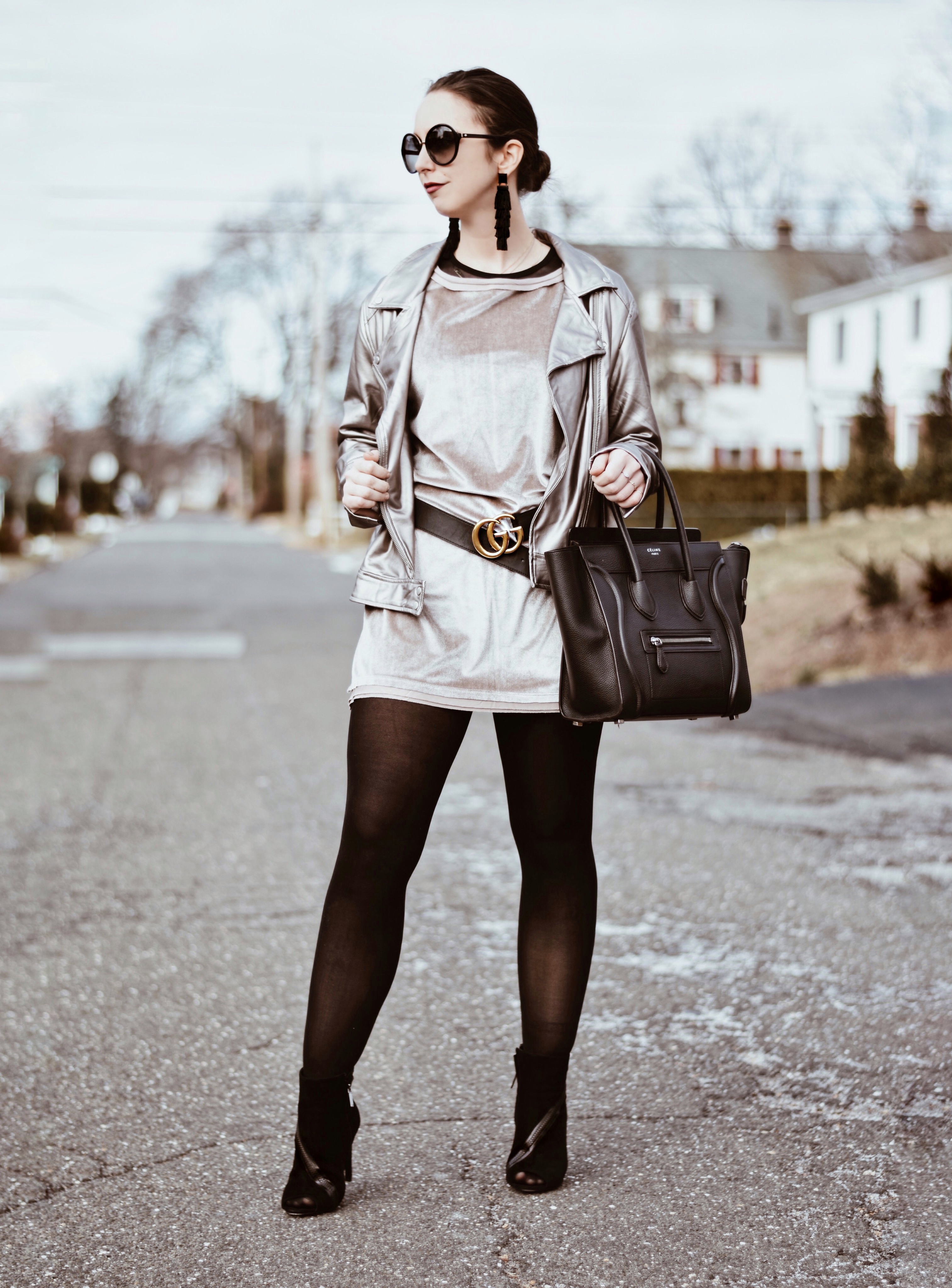 valentines day style-outfit-street style-velvet dress-celine bag-westchester-bauble bar