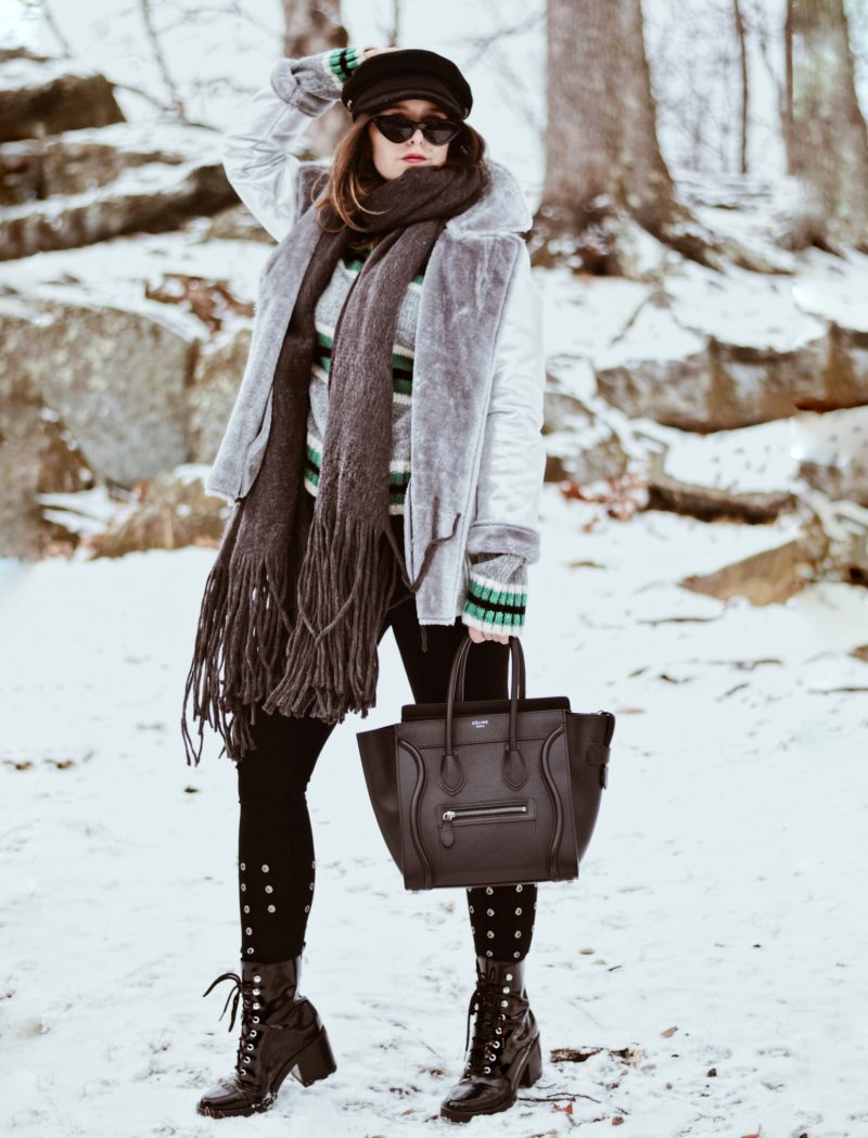 fashion-outfit-lysse-grommet leggings-sunglasses-trendy sunglasses-blogger-celine-silver jacket