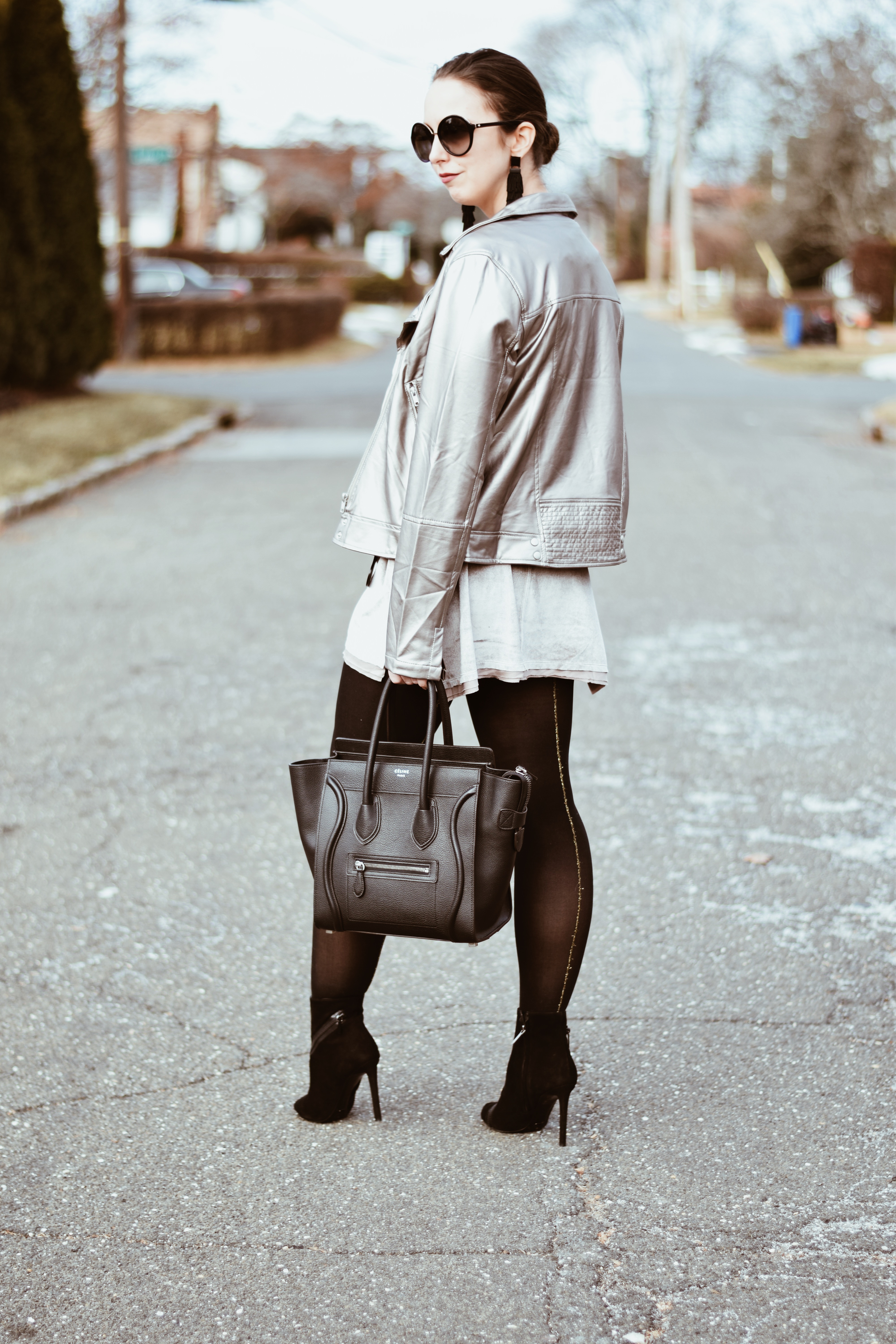 valentines day style-outfit-street style-velvet dress-celine bag-westchester-bauble bar