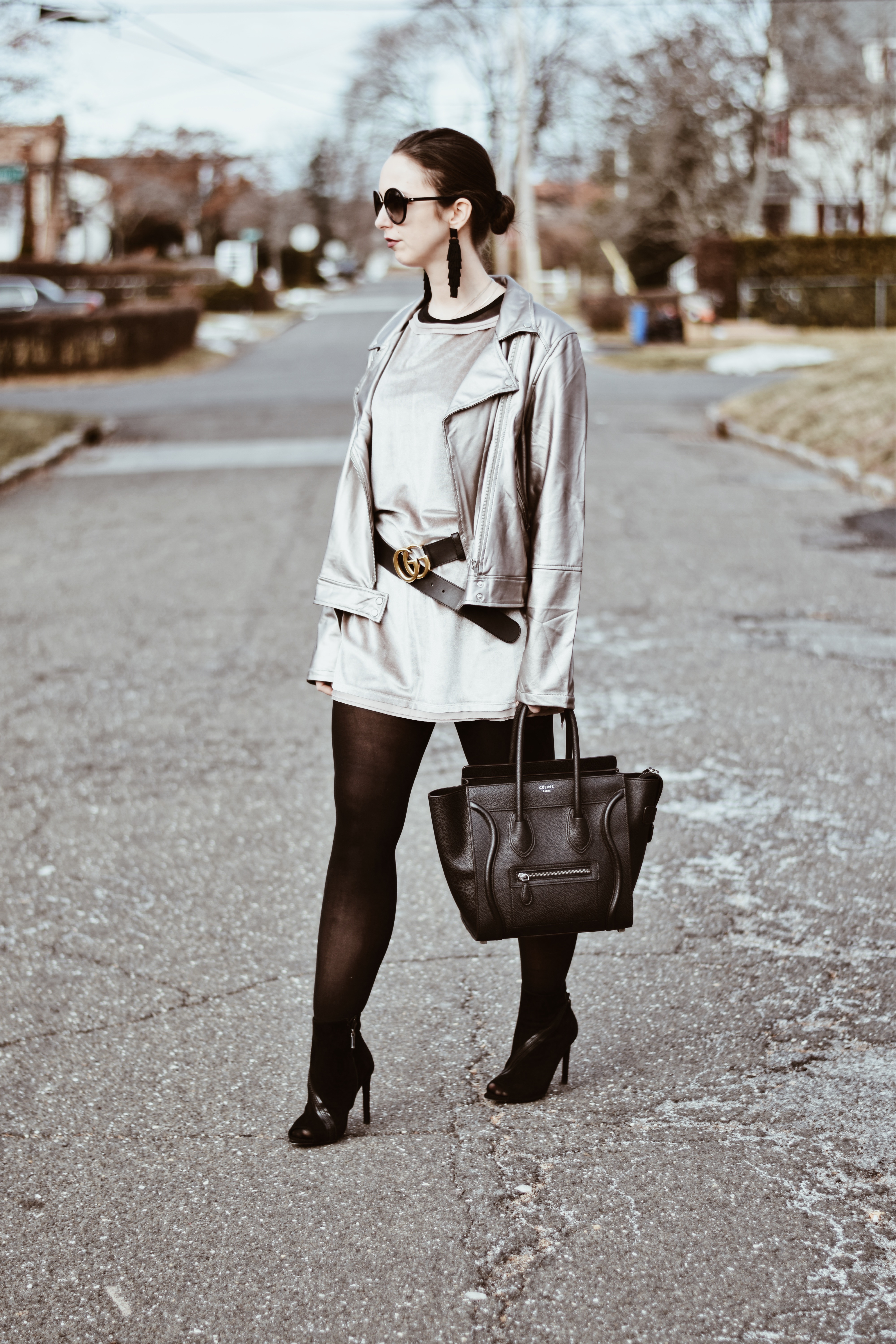 valentines day style-outfit-street style-velvet dress-celine bag-westchester-bauble bar