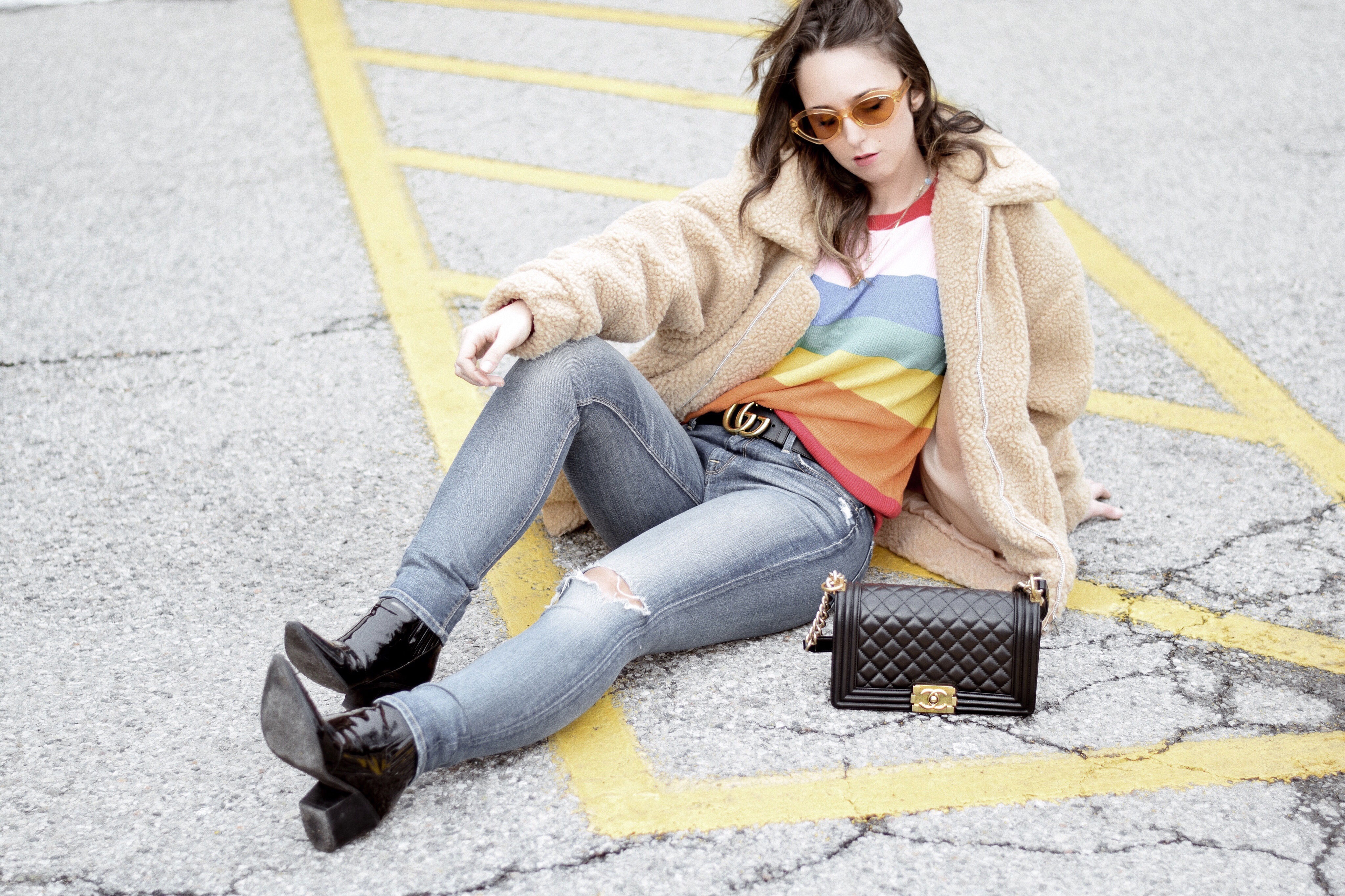 spring trend-rainbow sweater-chanel boy bag-quay-street style-fashion-westchester blogger