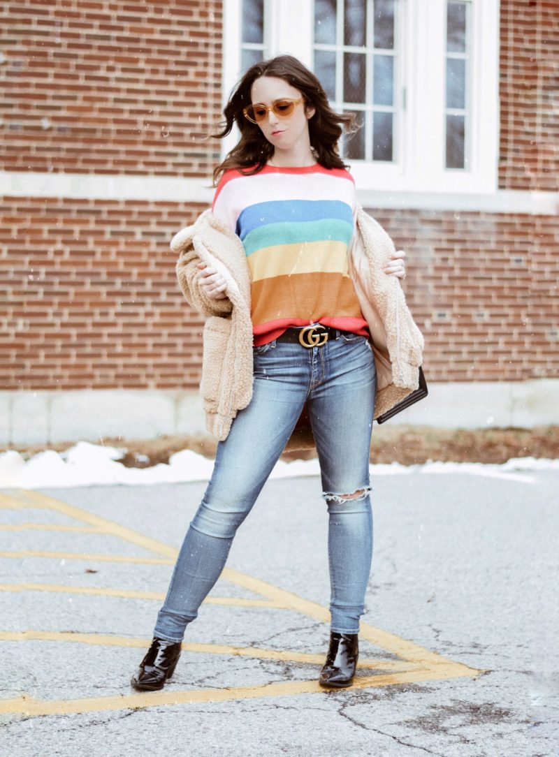 spring trend-rainbow sweater-chanel boy bag-quay-street style-fashion-westchester blogger