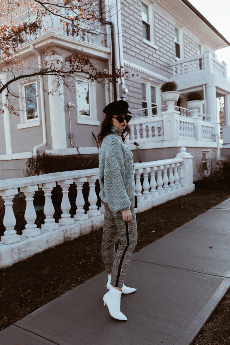 amanda elle-street style-westchester county-blogger-fashion-plaid pants-white booties-chanel-winter-style-westchester 101