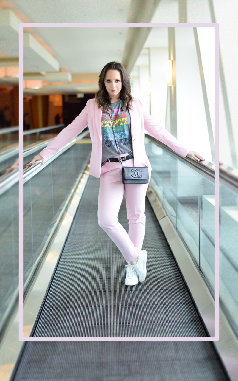 foxwoods resort casino-pink suit-chaser-tahari asl-chanel-travel-blogger-coffee tee