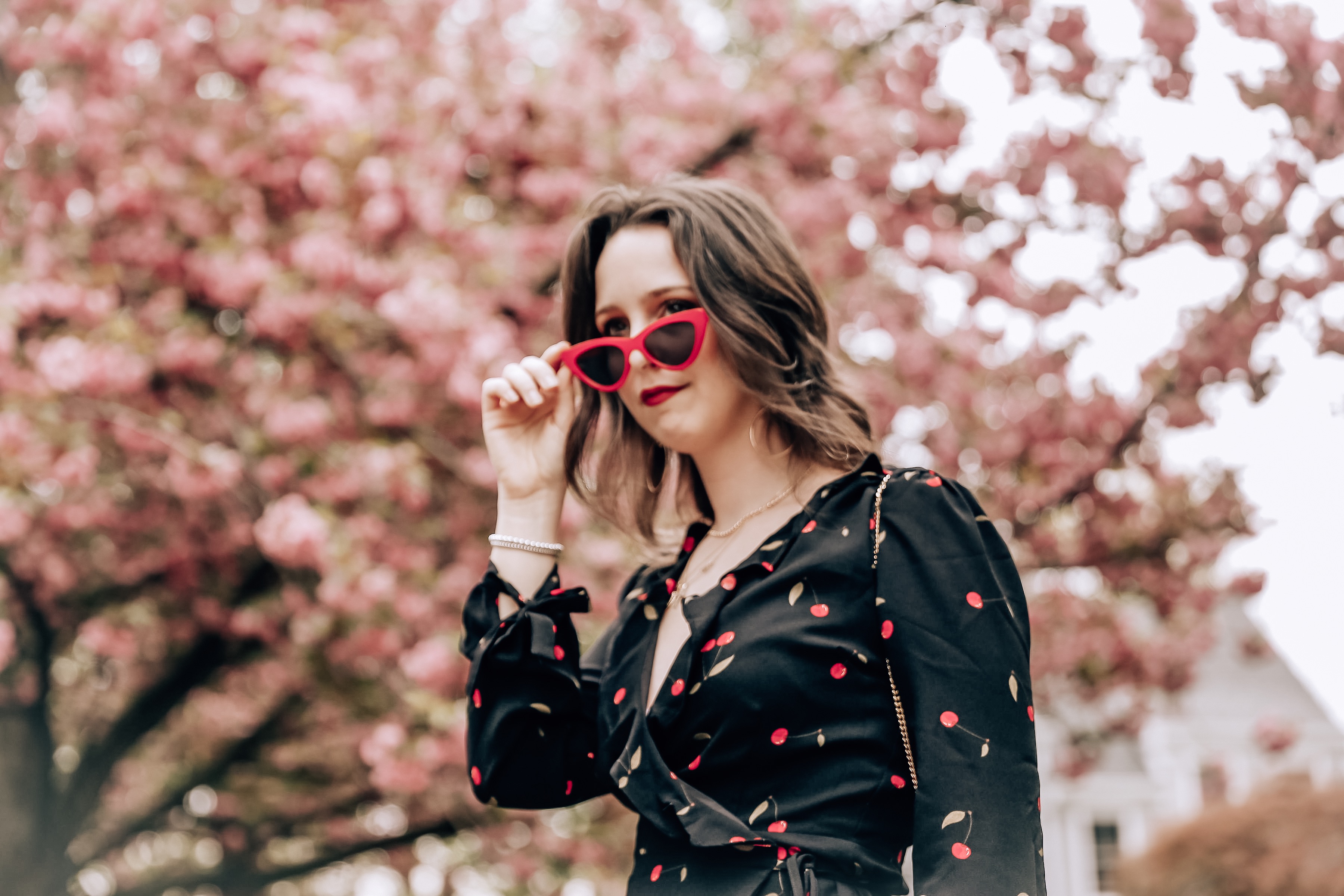 westchester county-blogger-spring-flowers-tobi-cherry dress-details-wrap dress