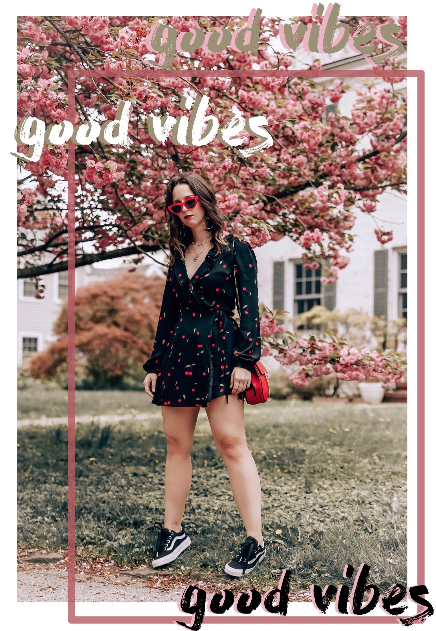 See The Good In Life You Won't Regret It-good vibes cherry dress