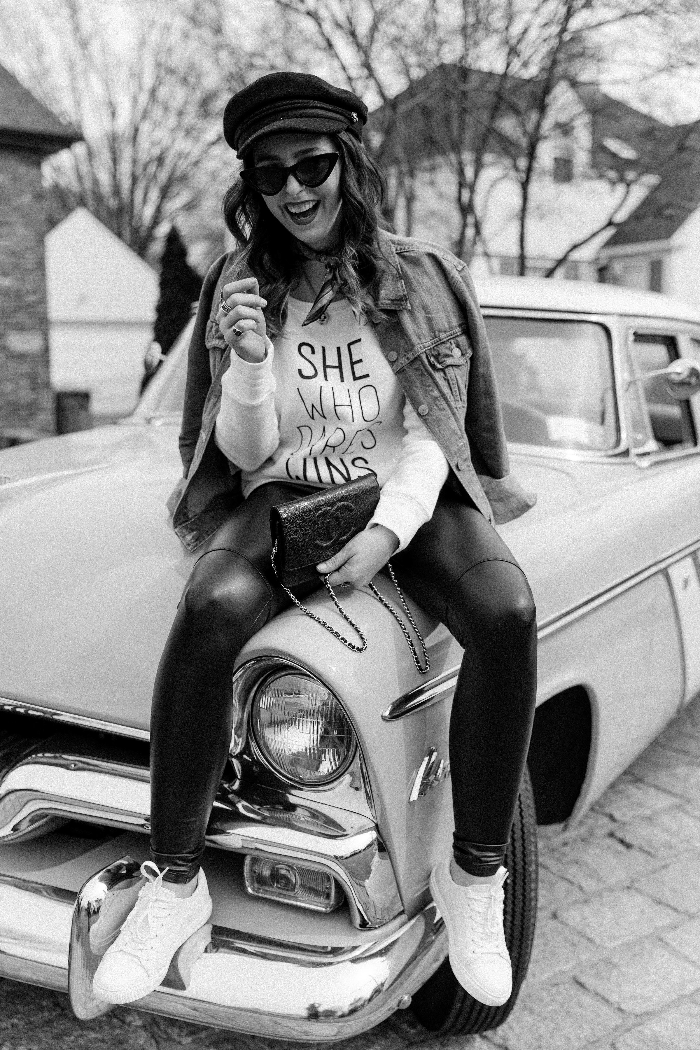 blogger-black and white-car-westchester county-blogger-fashion
