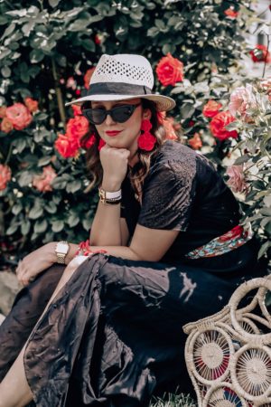 Bauble bar-earrings-summer-style-Johnny Was-Black Maxi dress