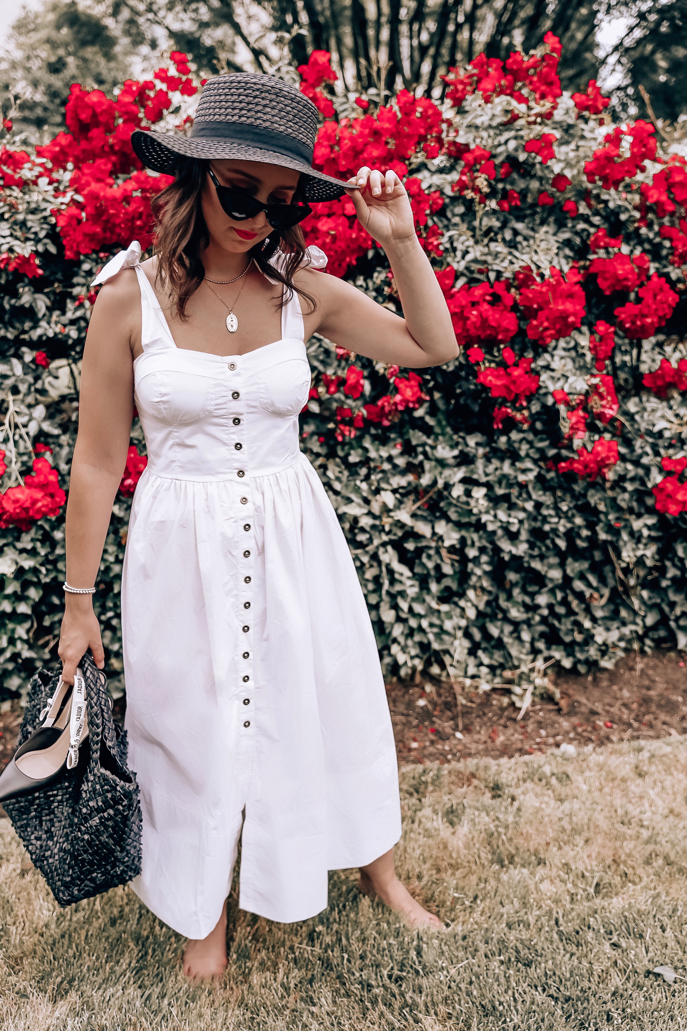 dior sling backs-little white dress-style-outfit-blogger-etienne aigner-bag