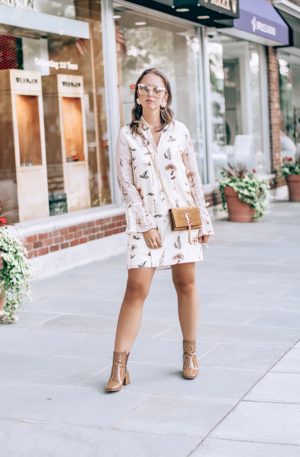 Floral dress-camel booties-fall style-fall lookbook-new york blogger-bauble bar