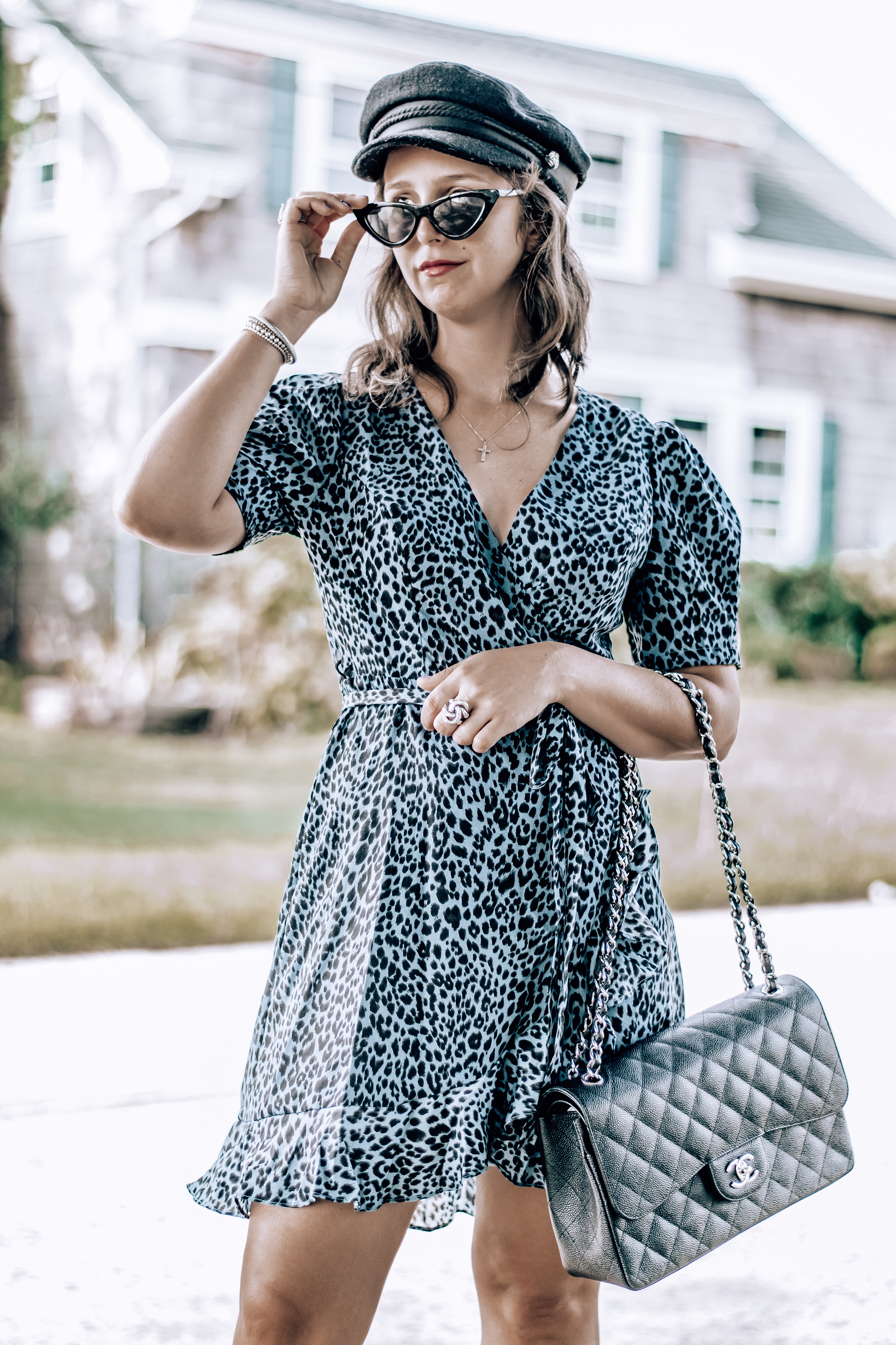 leopard dress-aqua-bloomingdales-chanel double flap- simply by simone-style-blogger