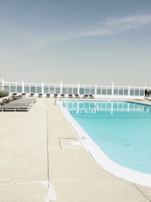 Salutations on the Sound Do a yoga workout around the Sound View pool overlooking the water - The Soundview Hotel-Greenport New York #northfork #travel #beach #pool #yoga #nofo #newyork #longisland #vacation #summervacation