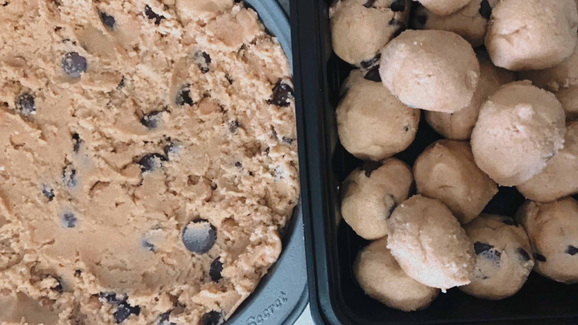 Cookie Base and Gold Ball Shaped Cookie Dough to Freeze Easy and Delicious Cookie Ice Cream Cake Recipe #recipe #food #foodie #dessert #birthdaycake #icecreamcake #cookiecake #cookieicecreamcake #cake #pie #cookiecakerecipe #simplybysimone Simone Piliero