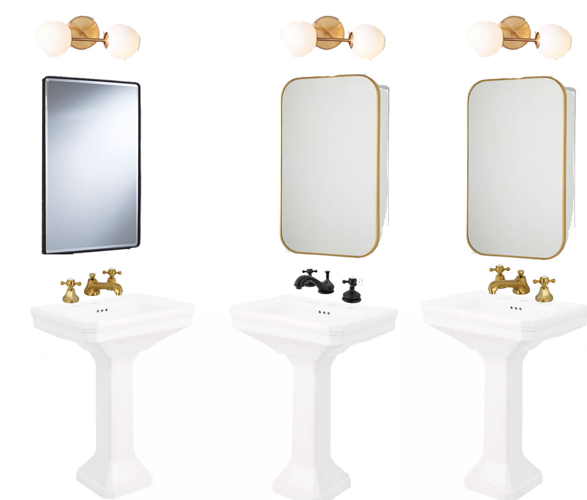 Vanity Mirror Sconce Collage bathroom inspiration Bathroom Renovation - My Vision for the Space and Sconces #bathroom #bathroominspiration #moodboard #design #home #interiorinspiration #decor #bathroominspo #remodel #bathroomremodel #simoneathome