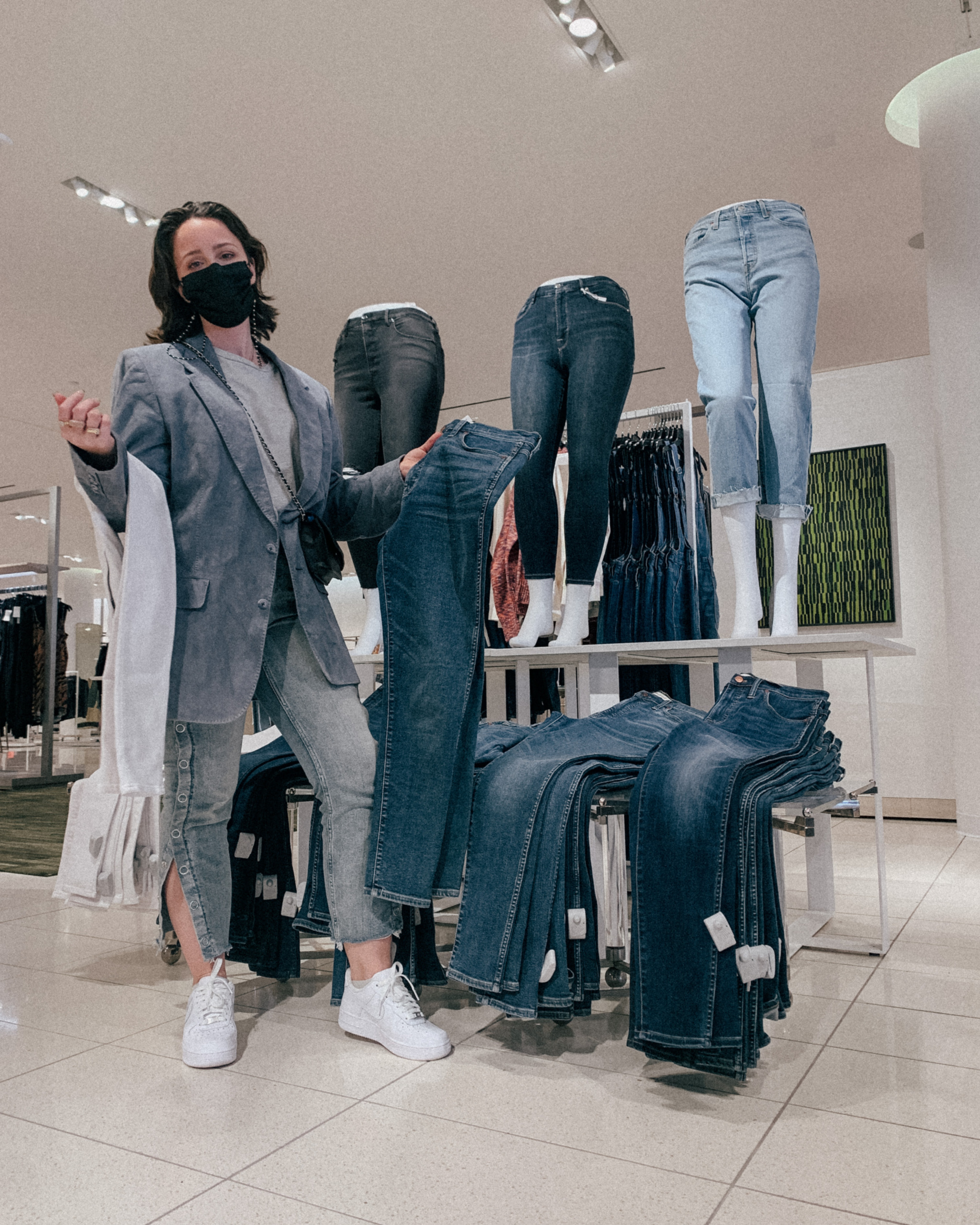 Spring Style Favorites: Denim - The SoNo Collection - Simply by Simone holding Madewell Jeans at Nordstrom - Simone Piliero Arena