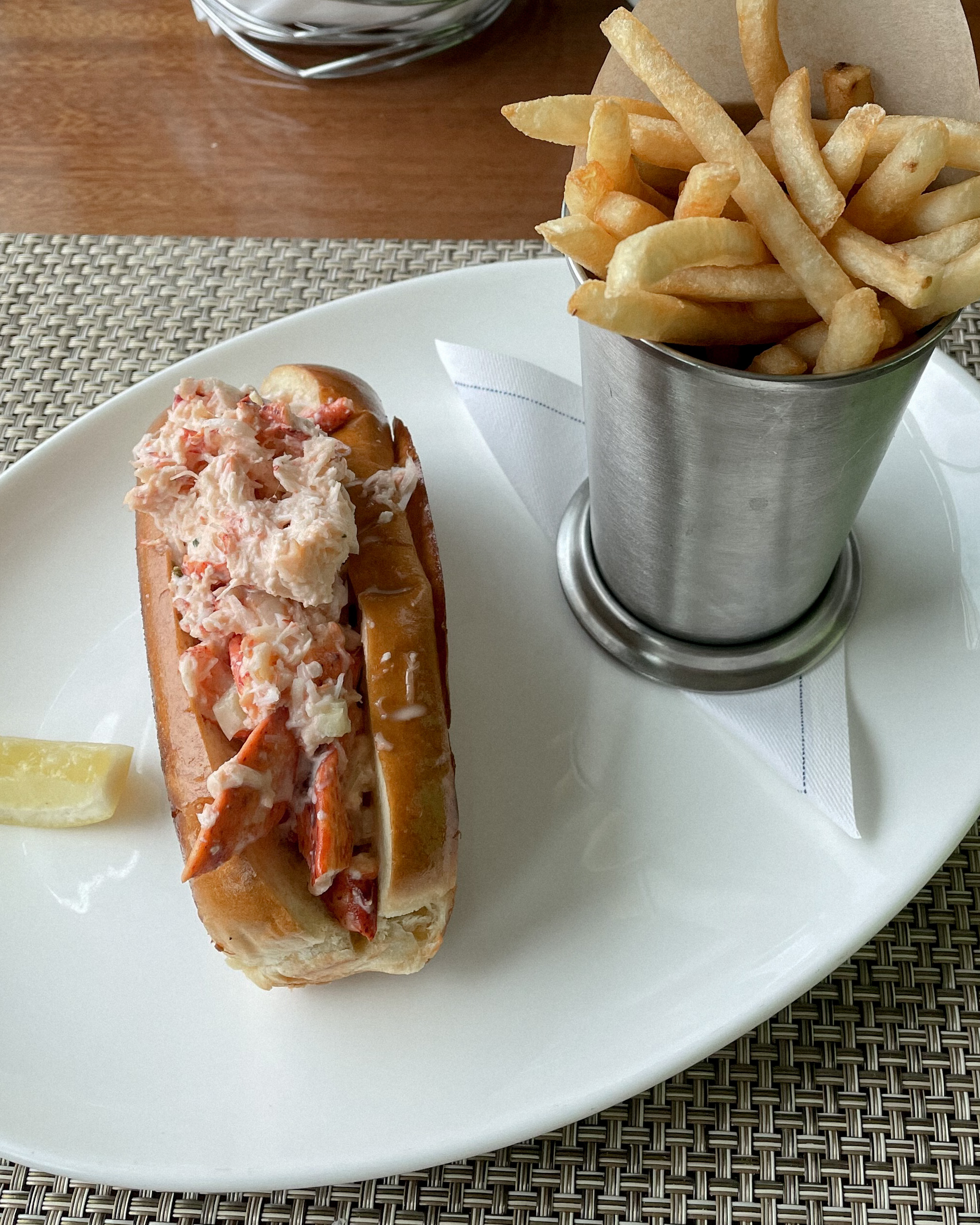 Sipping Terrace at Ocean House Rhode Island Overnight Stay - The Bistro Lobster Roll and Fries