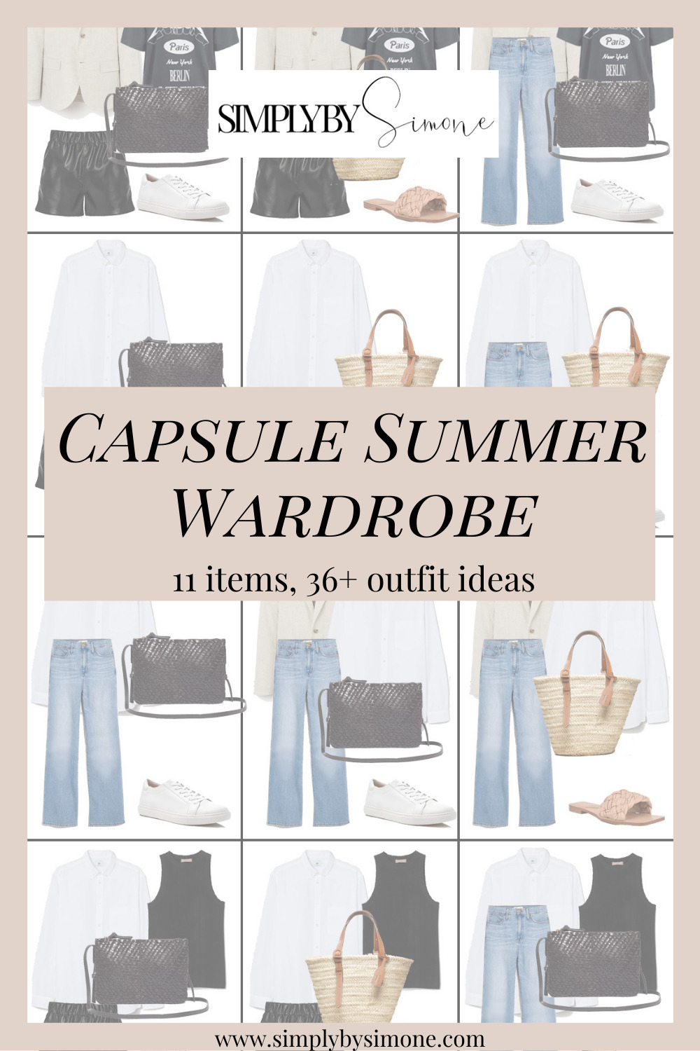 Capsule Summer Wardrobe 11 Items 36 Outfit Ideas for Summer
