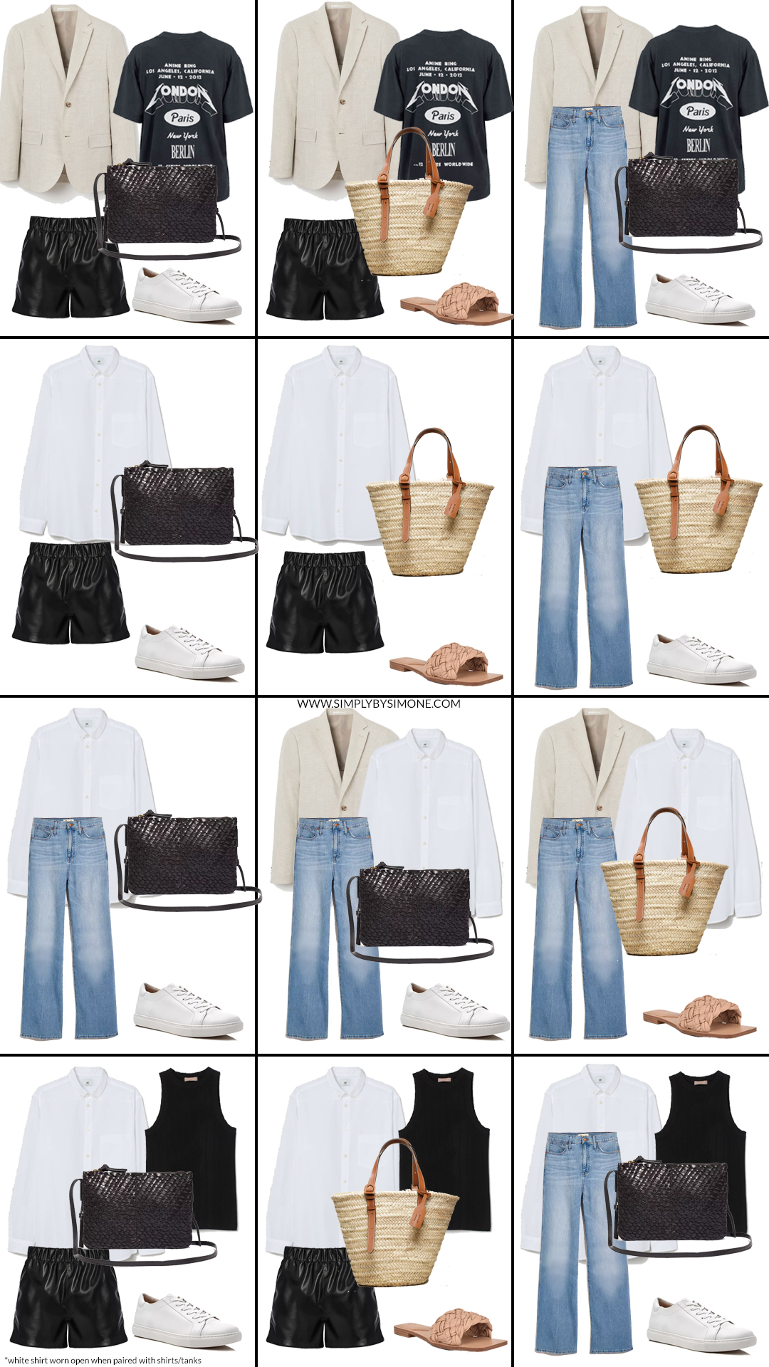 Summer Capsule Wardrobe - 11 Items 36 Outfit Ideas for Summer - Looks 13-24