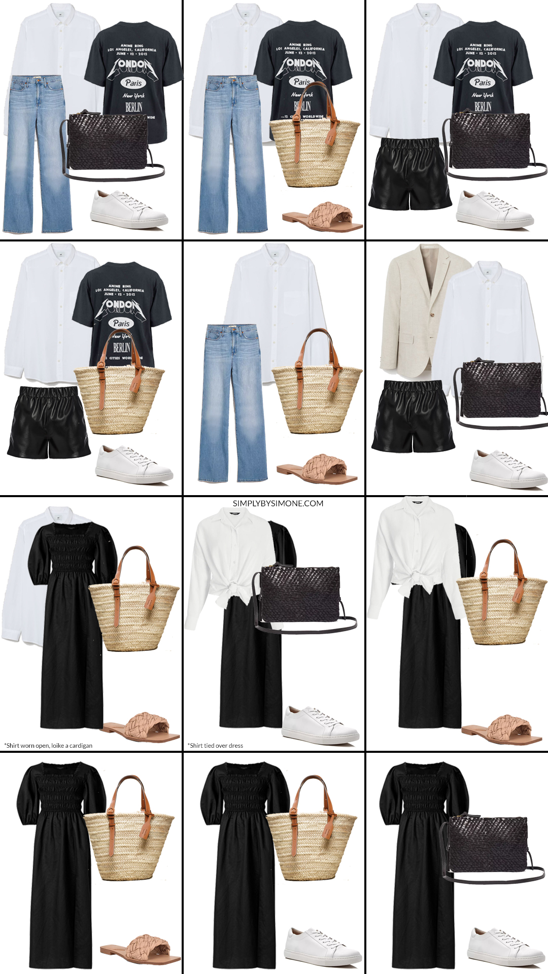 Summer Capsule Wardrobe - 11 Items 36 Outfit Ideas for Summer - Looks 25-36