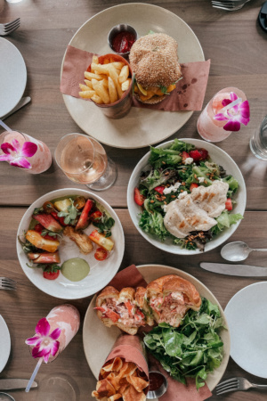 Lunch at Woods Hill Pier 4 Bostson WHP4 Burger, Salad of Mixed Greens, Heirloom Tomato Salad, Lobster Popover - Three Day Getaway to Boston Massachusetts Simply by Simone