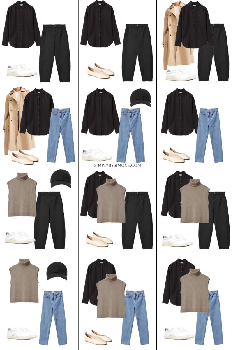 Everlane Fall Capsule Wardrobe - 10 Pieces, 24 Outfits