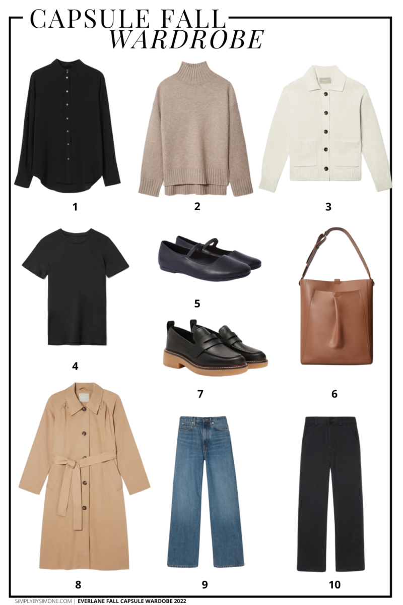 Everlane Fall Capsule Wardrobe 10 Pieces 24 Outfits