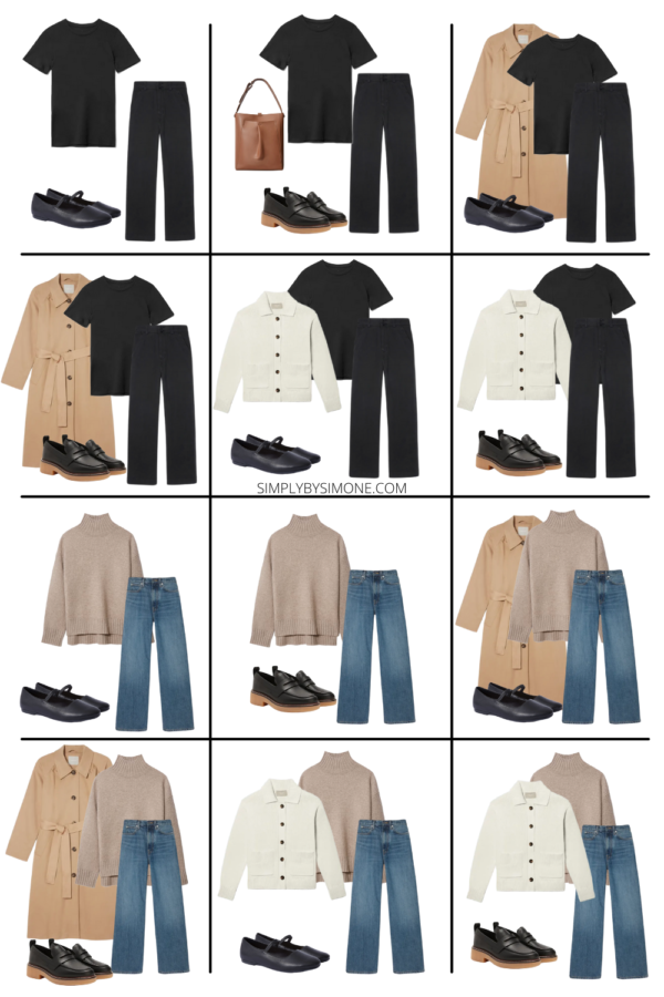 Everlane Fall Capsule Wardrobe - 10 Pieces, 24 Outfits