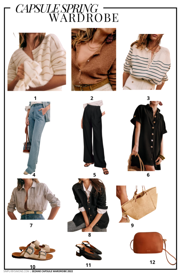 Sezane Spring Capsule Wardrobe – 12 Pieces, 48 Outfits