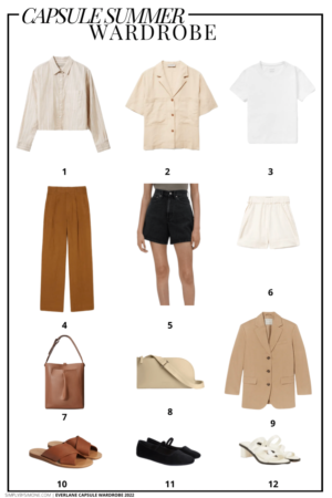 Affordable Everlane Summer Capsule Wardrobe | 12 Pieces, 48 Outfits | How to Build a Capsule Wardrobe | Everlane Summer Clothes | Outfit Inspiration | 48 Summer Weather Outfit Ideas | Summer Vacation Packing Guide | Everlane Summer Capsule Wardrobe - What To Wear This Summer 2022, Parisian Outfit Ideas | Items 1-12 | Simply by Simone