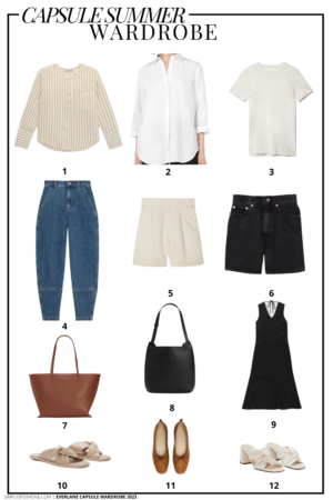 Affordable Everlane Summer Capsule Wardrobe | 12 Pieces, 48 Outfits | How to Build a Capsule Wardrobe | Everlane Summer Clothes | Outfit Inspiration | 48 Summer Weather Outfit Ideas | Summer Vacation Packing Guide | Everlane Summer Capsule Wardrobe - What To Wear This Summer 2023, European Outfit Ideas | Items 1-12 | Simply by Simone