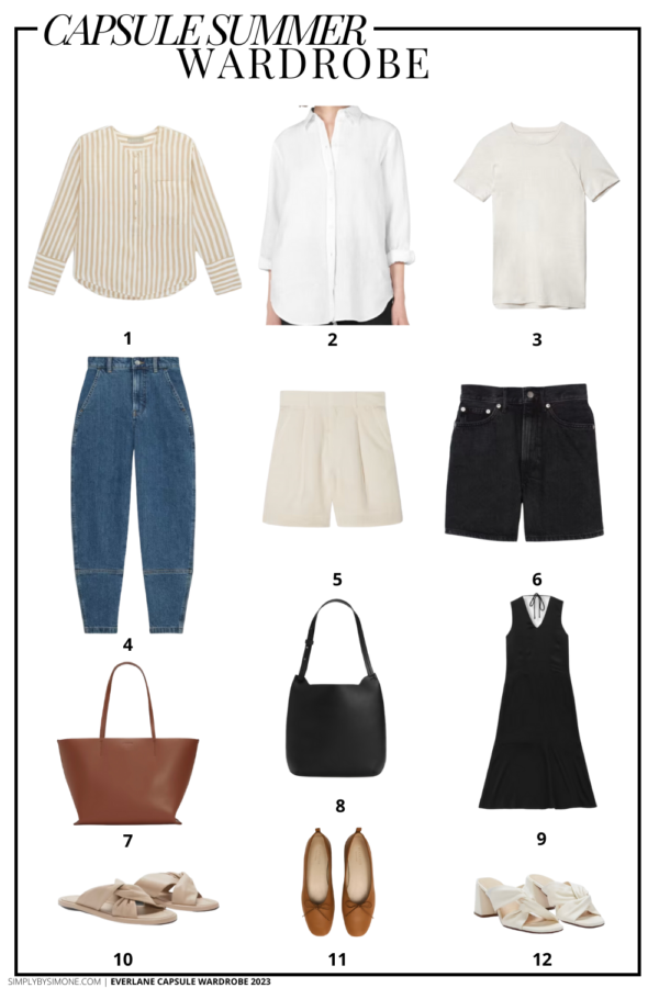 Everlane Summer Capsule Wardrobe – 12 Pieces, 48 Outfits