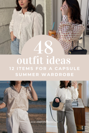 Affordable Sezane Summer Capsule Wardrobe | 12 Pieces, 48 Outfits | How to Build a Capsule Wardrobe | Sezane Summer Clothes | Outfit Inspiration | 48 Summer Weather Outfit Ideas | Summer Vacation Packing Guide | Sezane Summer Capsule Wardrobe - What To Wear This Summer 2023, Parisian Outfit Ideas | PIN 2 | Simply by Simone