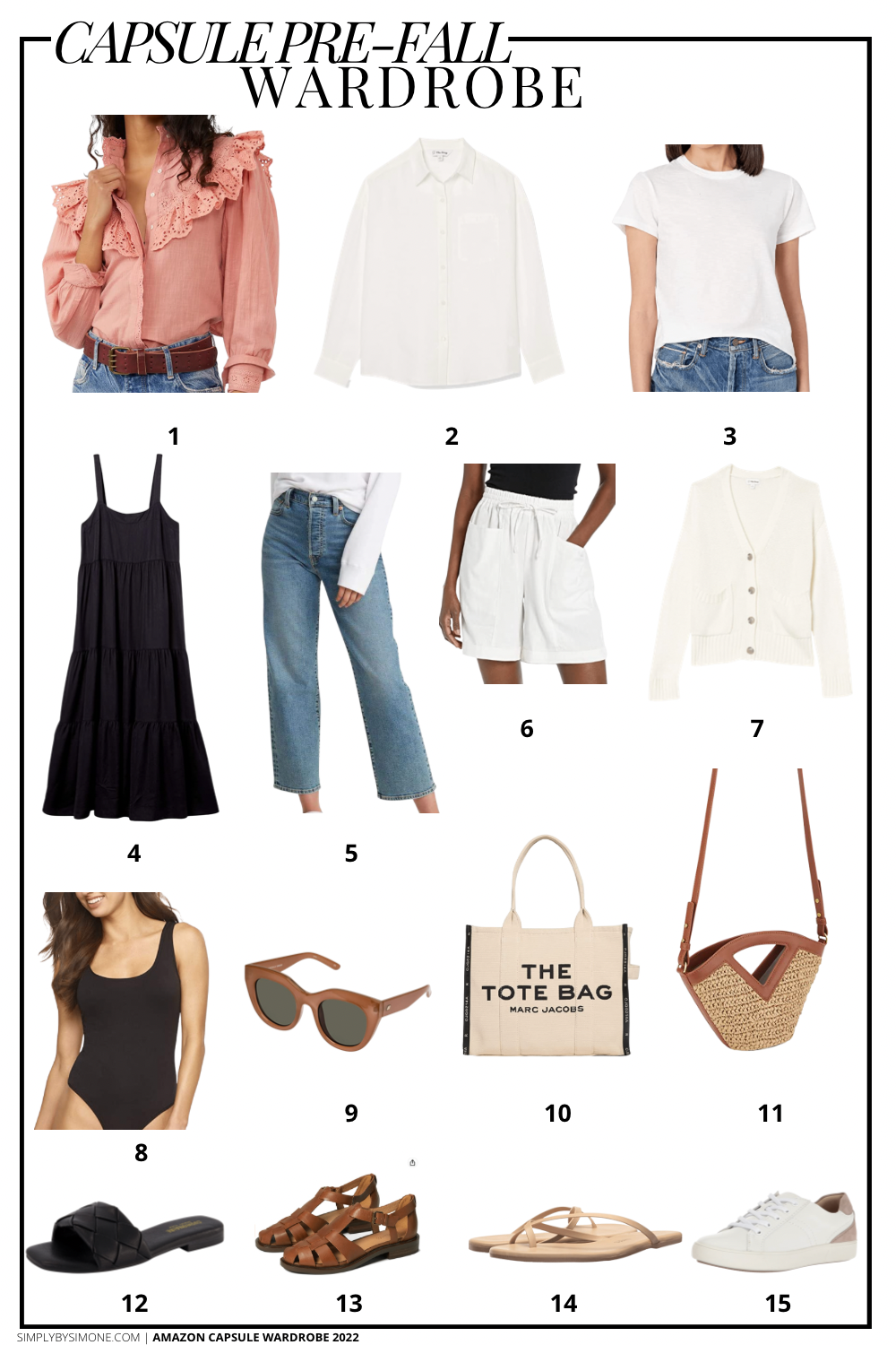 Affordable Amazon Pre-Fall Capsule Wardrobe | 15 Pieces, 48 Outfits | How to Build a Capsule Wardrobe | Amazon Fall Clothes | Outfit Inspiration | 48 Pre-Fall Weather Outfit Ideas | Fall Vacation Packing Guide | Amazon Pre-Fall Capsule Wardrobe - What To Wear This Fall 2022 | Parisian Outfit Ideas | Items 1-15 | Simply by Simone