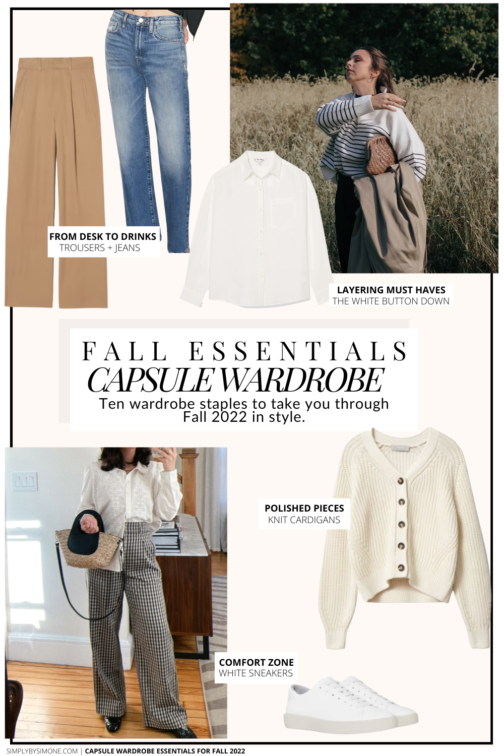 Capsule Wardrobe Essentials for Fall 2022 | 10 Essential Pieces | How to Build a Capsule Wardrobe | Fall Clothes | Outfit Inspiration | Fall Weather Outfit Ideas | Fall Vacation Packing Guide | Fall Capsule Wardrobe - What To Wear This Fall 2022 | Parisian Outfit Ideas | Cover Image | Simply by Simone