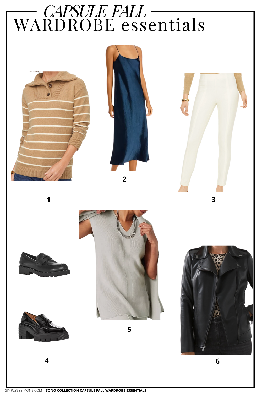  Capsule Wardrobe Essentials for Fall 2022 | The SoNo Collection Essential Capsule Wardrobe Items for Fall | 6 Essential Pieces | How to Build a Capsule Wardrobe | Fall Clothes | Outfit Inspiration | Fall Weather Outfit Ideas | Fall Vacation Packing Guide | Fall Capsule Wardrobe - What To Wear This Fall 2022 | Parisian Outfit Ideas | Items 1 to 6 | Simply by Simone