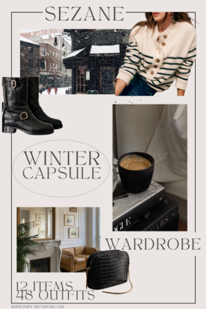 Affordable Sezane Winter Capsule Wardrobe | 12 Pieces, 48 Outfits | How to Build a Capsule Wardrobe | Sezane Winter Clothes | Outfit Inspiration | 48 Winter Weather Outfit Ideas | Winter Vacation Packing Guide | Sezane Winter Capsule Wardrobe - What To Wear This Winter 2022, Parisian Winter Outfit Ideas | Cover Image | Simply by Simone