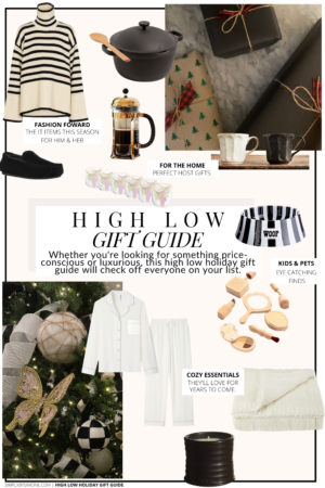 High Low Holiday Gift Guide | Holiday Gift Guide 2022 | Christmas Gift Guide | Wallet Friendly Gifts | Budget Friendly Gift Guide | Price-conscious Gift Guide | Designer Gift Guide | Splurge or Save Holiday Gift Guide | Gifts for Her | Gifts for Him | Gifts for Baby | Gifts for Pets | Christmas Gift Guide 2022 | Meaningful Gift Guide | Cover Image | simplybysimone