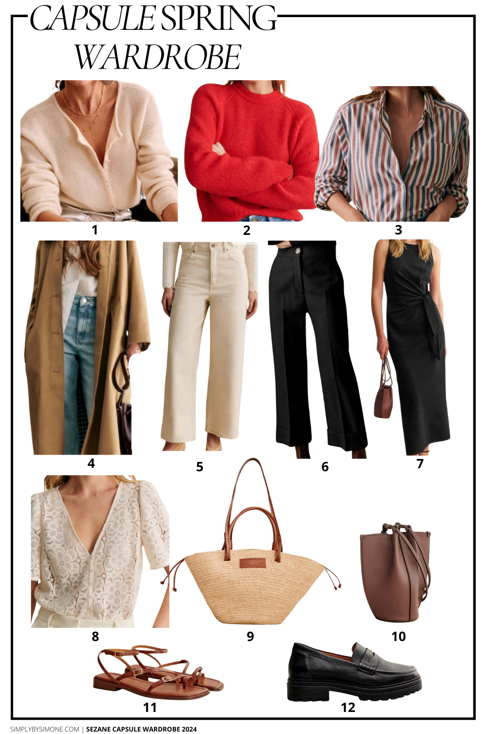 Sezane Spring Capsule Wardrobe – 12 Pieces, 48 Outfits
