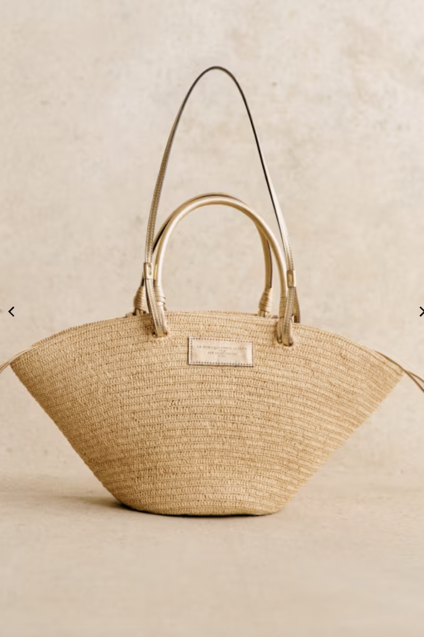 Justine Basket Bag in Golden Raffia