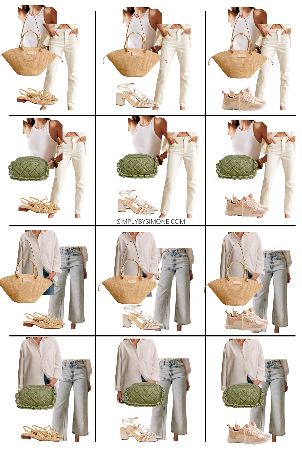 Collage of twelve sezane capsule wardrobe outfit ideas