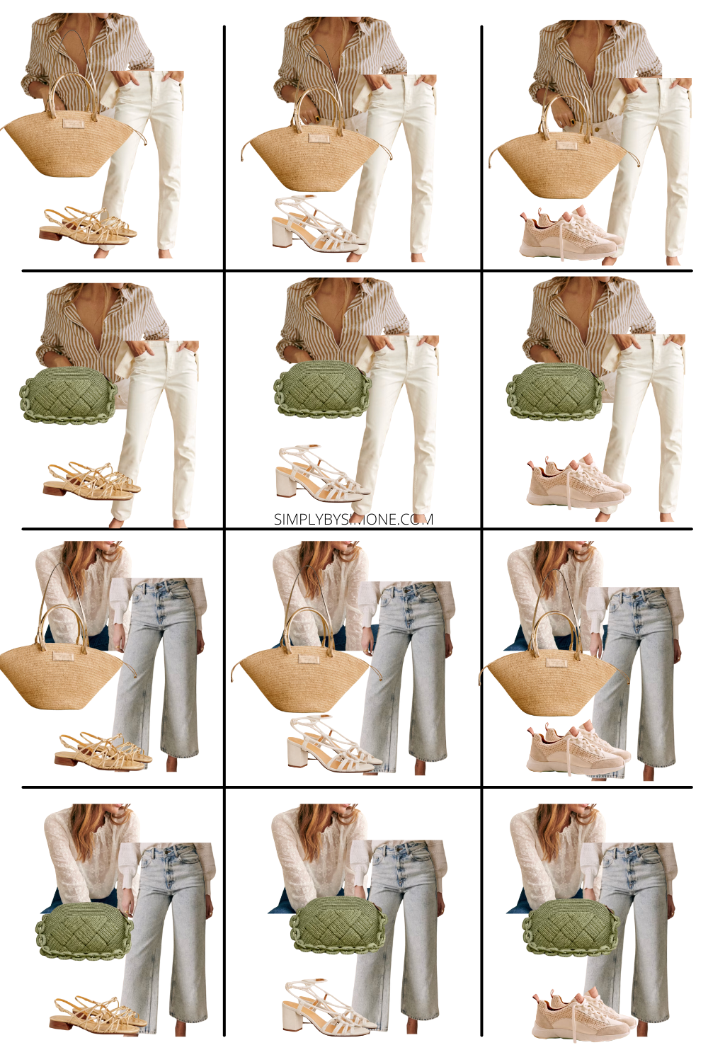 Collage outfits 13-24 sezane capsule wardrobe outfit ideas