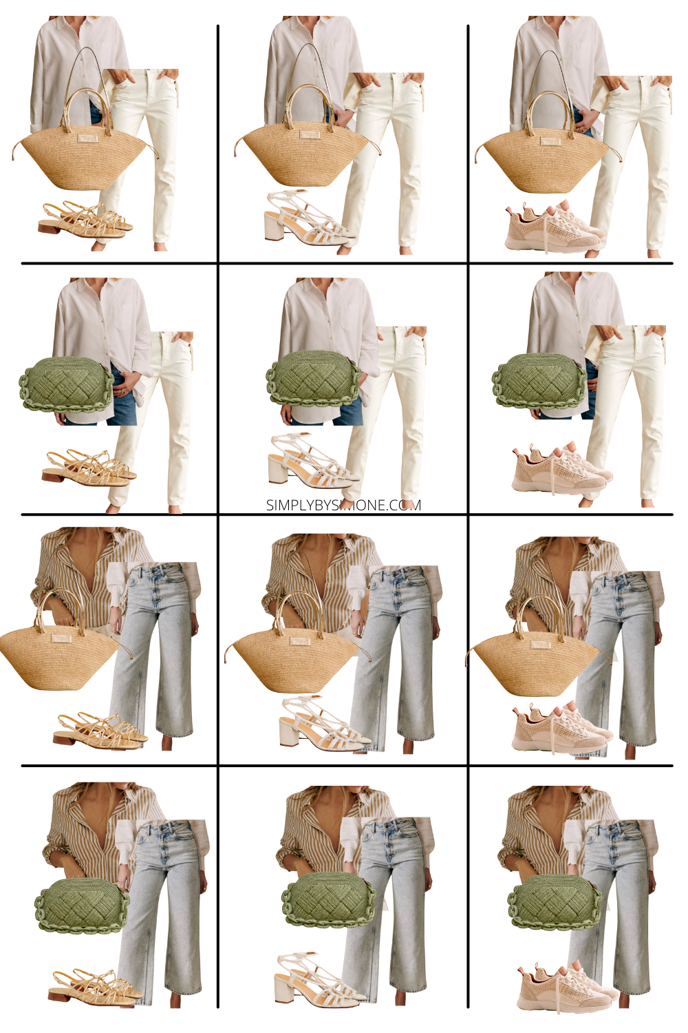 Collage outfits 25-36 sezane capsule wardrobe outfit ideas