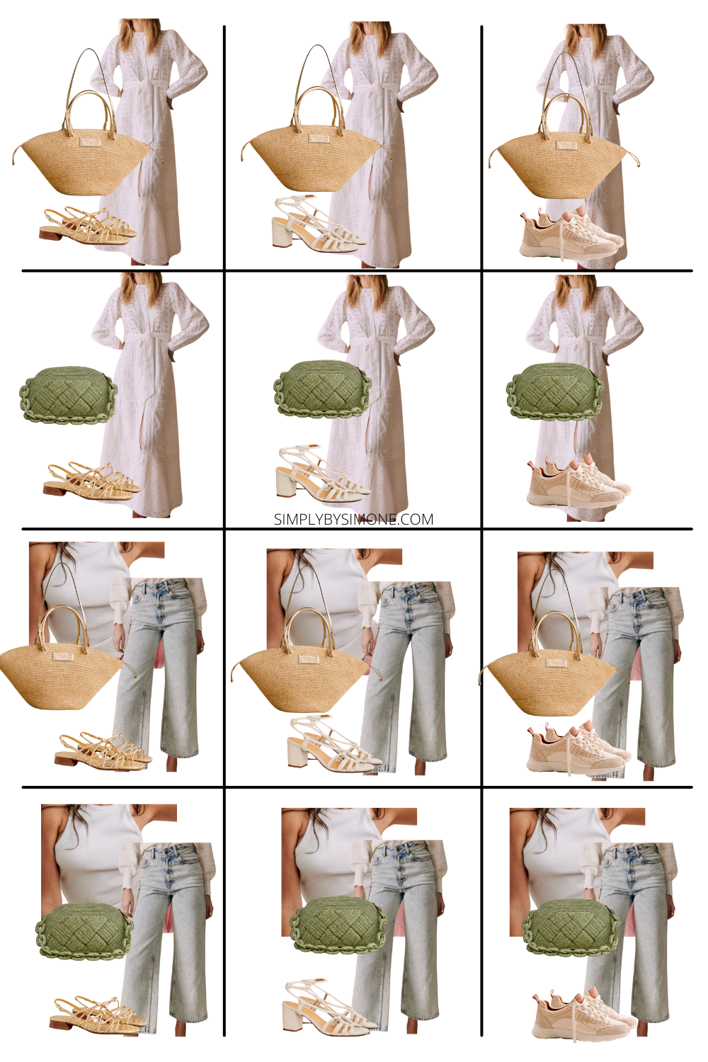 Collage outfits 37-48 sezane capsule wardrobe outfit ideas